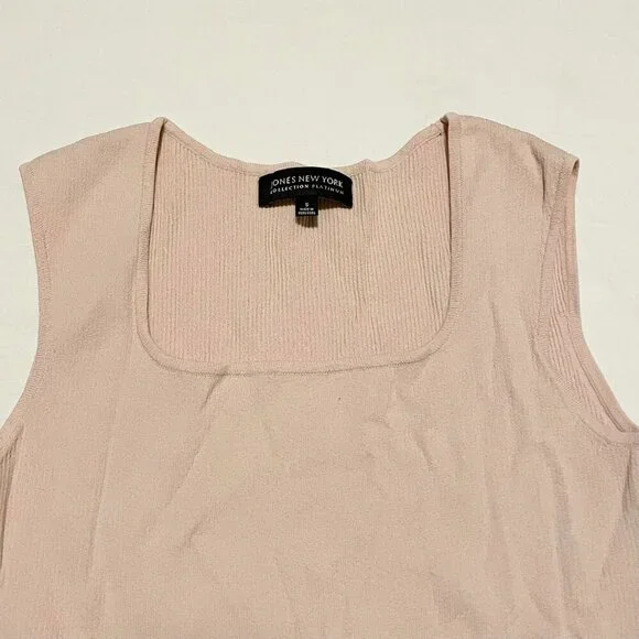 Vtg Jones New York Womens Shirt Top SM Ribbed Platinum Collection Sleeveless - Picture 2 of 14